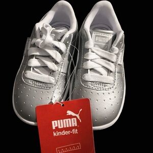 Puma Kids Metallic Silver Lace-Up Sneakers